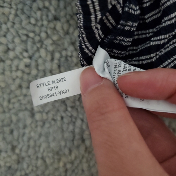 Madewell Texture & Thread smocked peplum black and white stripes tank top - Picture 10 of 11